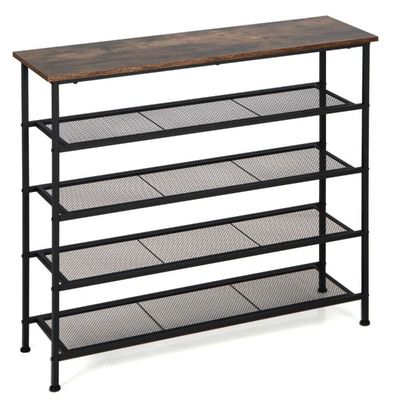 5 Ebenen Schuhregal aus Metall mit Abnehmbaren Regalen &amp; Kippsicherung 100 x 30 x 93cm