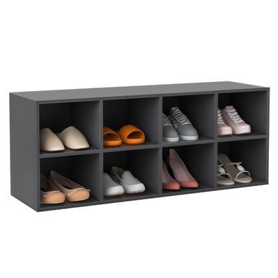 Schuhbank mit Sitzfläche Schuhregal aus Holz 230 kg Belastbar 102 x 30 x 41 cm grau