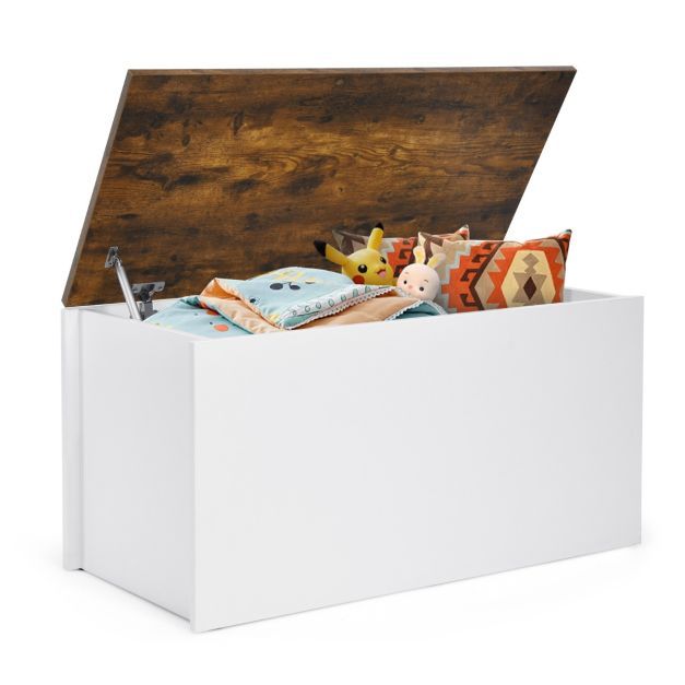 Truhenbank mit Stauraum Sitzbank mit Deckel &amp; Einklemmschutz 90 x 45 x 45,5 cm