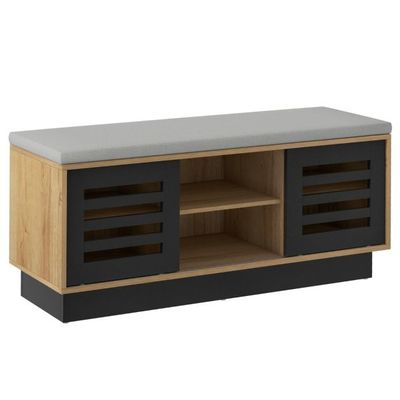 2 in 1 Sitzbank &amp; Schuhregal mit 6 Fächer &amp; 3 Verstellbaren Ablagen 99,5 x 34,5 x 46 cm natur