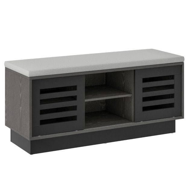 2 in 1 Sitzbank &amp; Schuhregal mit 6 Fächer &amp; 3 Verstellbaren Ablagen 99,5 x 34,5 x 46 cm Grau