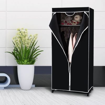 Kleiderschrank Stoffschrank mit Kleiderstange 75 x 50 x 170 cm, schwarz