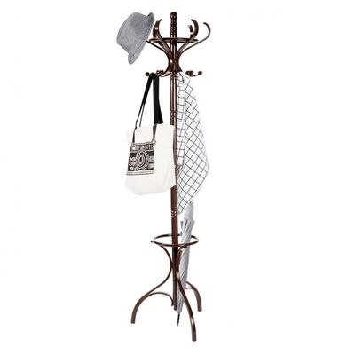 Garderobenständer Kleiderständer Garderobe mit 12 Haken Braun