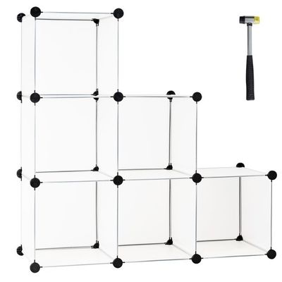 Steckregal aus 6 Würfel DIY Würfelregal stapelbar aus Kunststoff Regalsystem Stufenregal Weiss