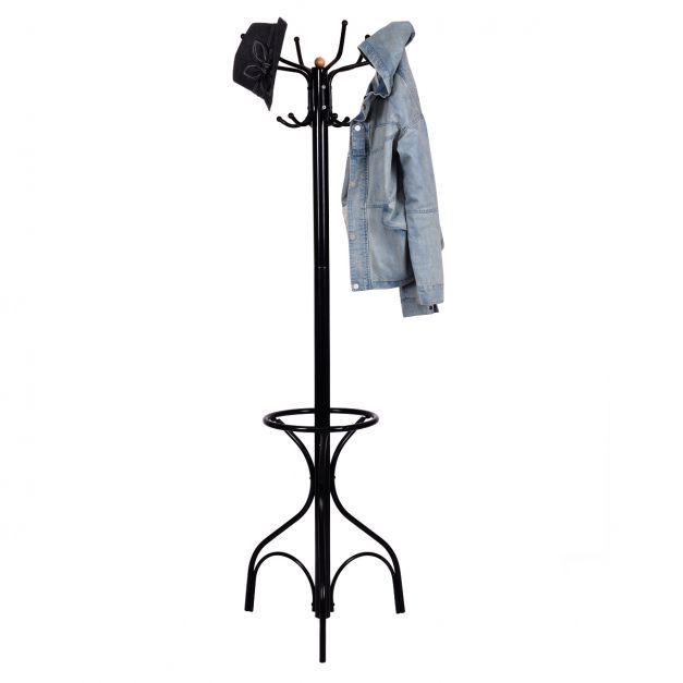 Metall Kleiderständer Garderobenständer Standgarderobe mit 12 Haken Schwarz
