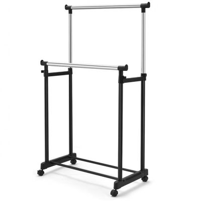 Kleiderständer Höhenverstellbarer Garderobenständer Rollgarderobe mit Rollen Schwarz 86 x 43 x 94-168 cm