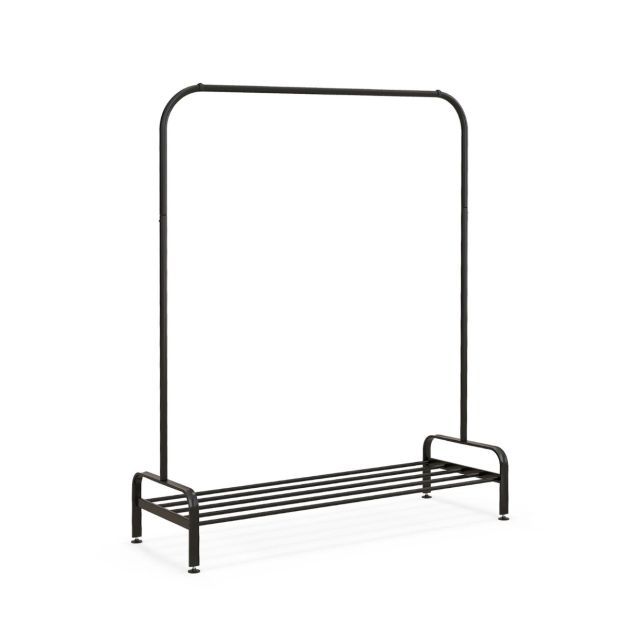 Kleiderständer mit Verstellbaren Füssen &amp; Kleiderstange &amp; Ablagefach 112 x 42 x 145 cm Schwarz