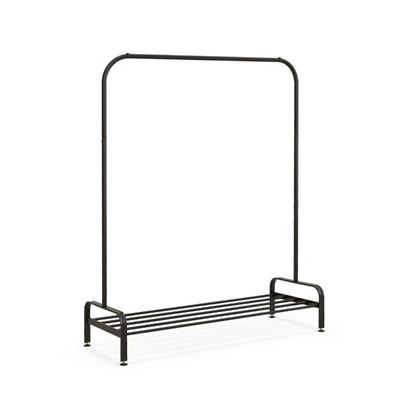 Kleiderständer mit Verstellbaren Füssen &amp; Kleiderstange &amp; Ablagefach 112 x 42 x 145 cm Schwarz