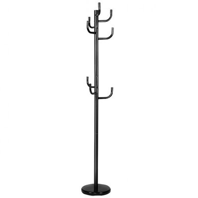 Garderobenständer mit 8 Haken Jackenständer aus Metall Schwarz 38 x 175 cm