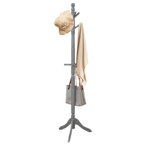 Garderobenständer mit 9 Haken freistehender Kleiderständer mit verstellbarer Höhen 175 cm grau