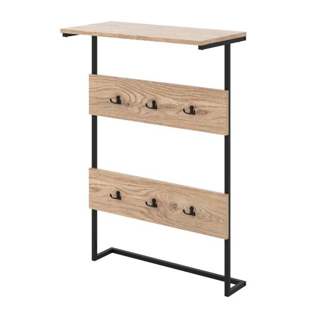 Wandgarderobe mit Ablage &amp; 6 Haken Wandregal Industrielle Garderobenleiste Kleiderstange