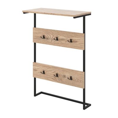 Wandgarderobe mit Ablage &amp; 6 Haken Wandregal Industrielle Garderobenleiste Kleiderstange