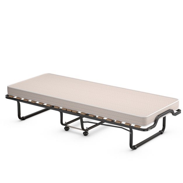 80 x 200 cm Klappbares Gästebett Faltbares Faltbett mit Matratze aus Rückstellschaum, beige