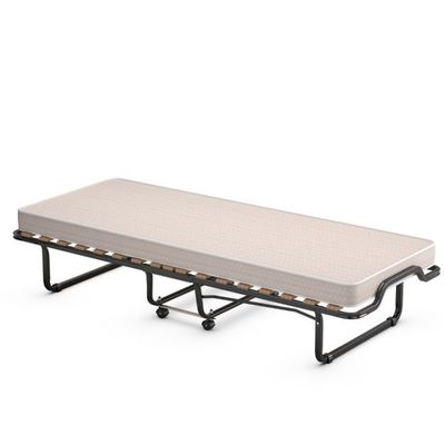 80 x 200 cm Klappbares Gästebett Faltbares Faltbett mit Matratze aus Rückstellschaum, beige
