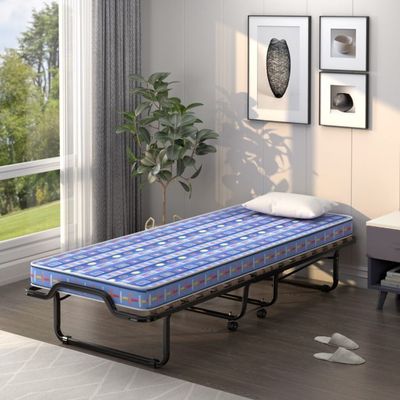 80 x 200 cm Klappbares Gästebett Faltbares Faltbett mit Matratze aus Rückstellschaum, blau