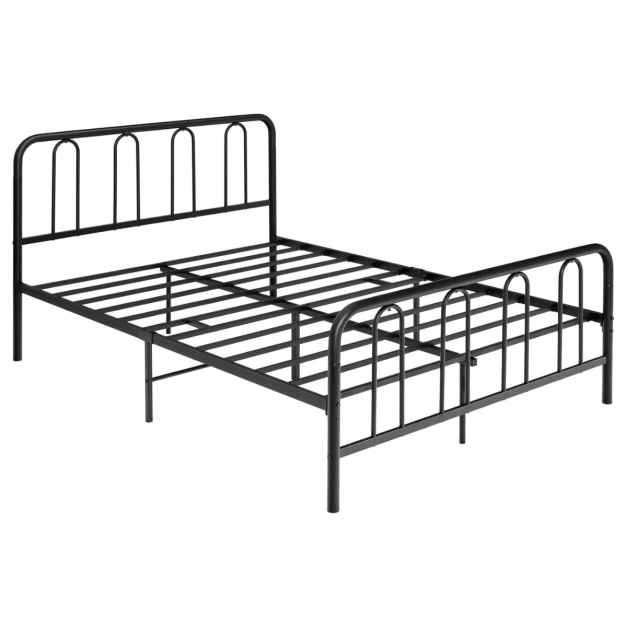 Metallbett Bettgestell für 190 x 140 cm Matratze Doppelbettgestell mit Lattenrost &amp; Stauraum