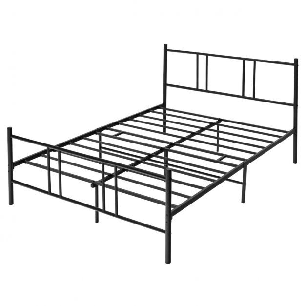 Bettrahmen aus Metall Plattform-Bettgestell mit Kopfteil und Fussteil 200 x 160 cm Schwarz