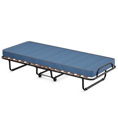 Klappbett mit Matratze Trag- und Rollbares Gästebett 190 x 80 x 33 cm Blau