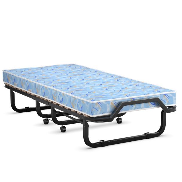 Klappbett, Gästebett mit Luxuriöser Matratze aus Rückstellschaum &amp; Rollen
