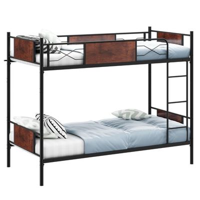 2-in-1 Umbaubares Doppelstockbett aus Metall mit Leiter &amp; Kippschutz Etagenbett 190 x 90 cm