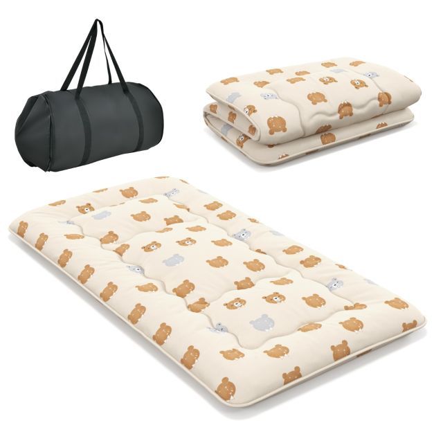 Japanische Futon Matratze mit Waschbarem Bezug &amp; Tragetasche Tatami-Matte Braunbär 90 x 200 cm
