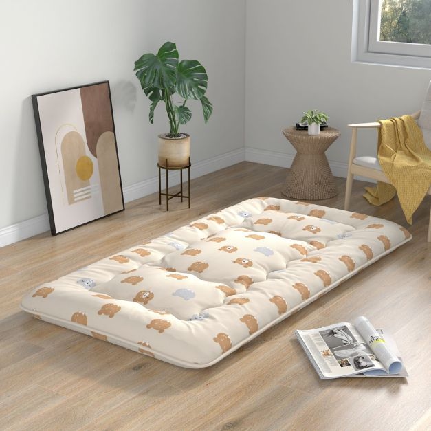 Japanische Futon Matratze mit Waschbarem Bezug &amp; Tragetasche Tatami-Matte Braunbär 90 x 200 cm