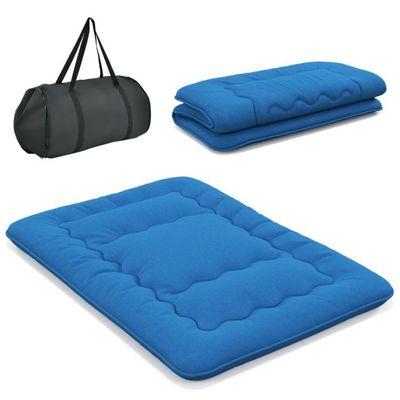 Japanische Futon Matratze mit Waschbarem Bezug &amp; Tragetasche Tatami-Matte 140 x 200 cm blau