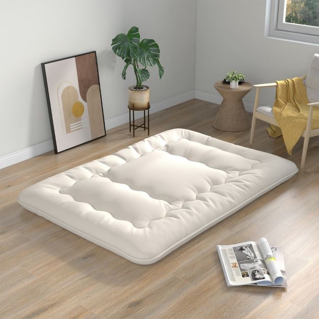 Japanische Futon Matratze mit Waschbarem Bezug &amp; Tragetasche Tatami-Matte 140 x 200 cm beige