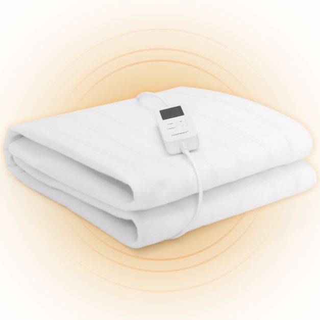 150 x 80 cm Wärmeunterbett mit Fernbedienung &amp; Timer Maschinenwaschbar Weiss