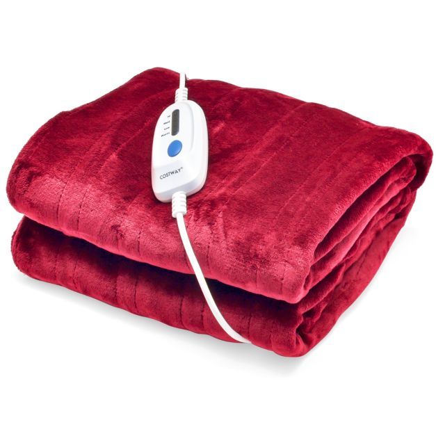 Heizdecke mit Abschaltautomatik &amp; 4 Temperaturstufen &amp; Timer rot