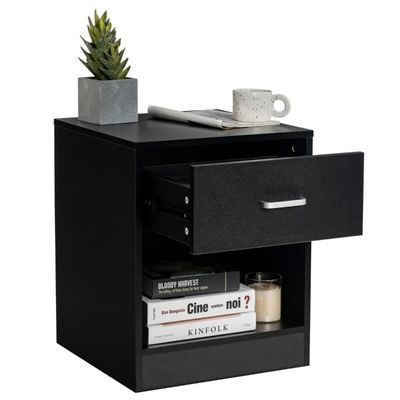 Nachttisch Beistelltisch mit Schublade 45 x 42,5 x 55 cm Schwarz