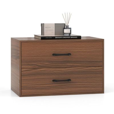 Kommode mit 2 Schubladen Schubladenschrank stapelbar Sideboard aus Holz 60 x 34 x 38 cm Baumnuss