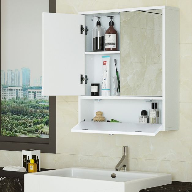 Spiegelschrank Badschrank mit Spiegel Hängeschrank Weiss 54 x 14 x 62 cm
