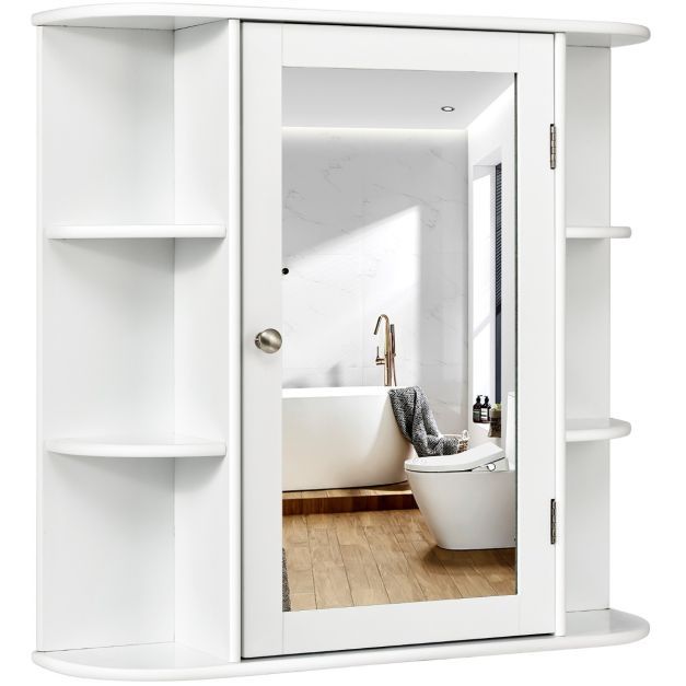 Verspiegelter Badezimmerschrank 66 x 16,7 x 63 cm weiss