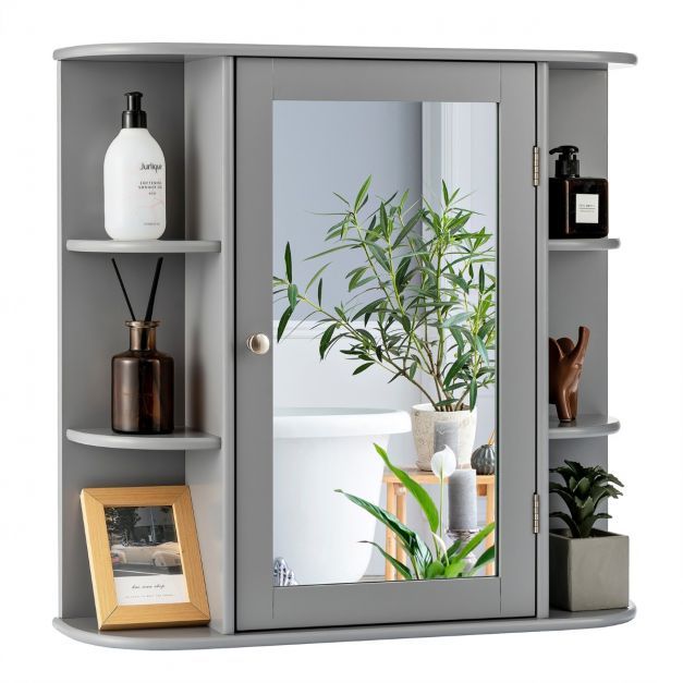 Verspiegelter Badezimmerschrank 66 x 16,7 x 63 cm Grau