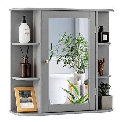 Verspiegelter Badezimmerschrank 66 x 16,7 x 63 cm Grau