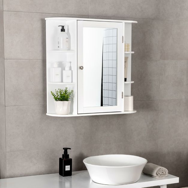Verspiegelter Badezimmerschrank 66 x 16,7 x 63 cm weiss