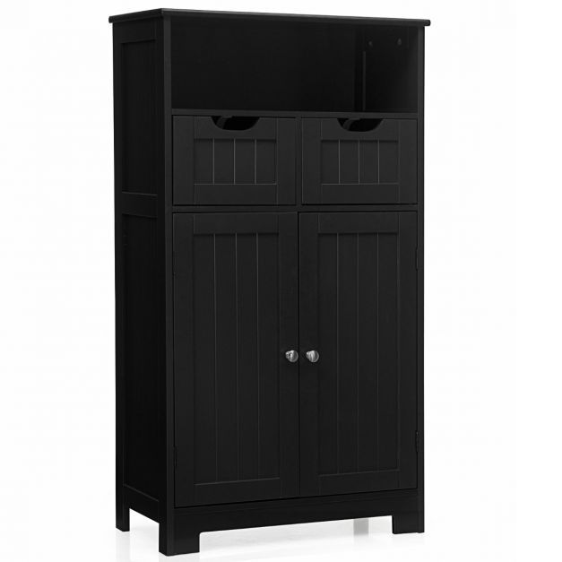 Schrank mit höhenverstellbarer Ablage Badschrank 60 x 30 x 109 cm Schwarz