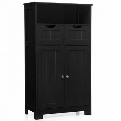 Schrank mit höhenverstellbarer Ablage Badschrank 60 x 30 x 109 cm Schwarz