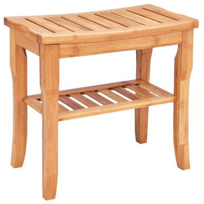 Duschhocker aus Bambus Badhocker mit Ablagefach 48,5 x 27 x 45 cm