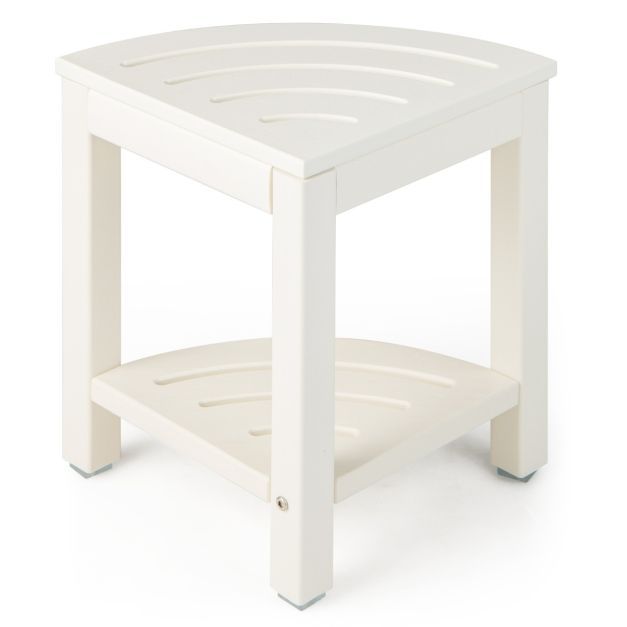 Duschbank mit Ablage Sitzbank Eck-Duschhocker 32,5 x 32,5 x 43,5 cm Weiss