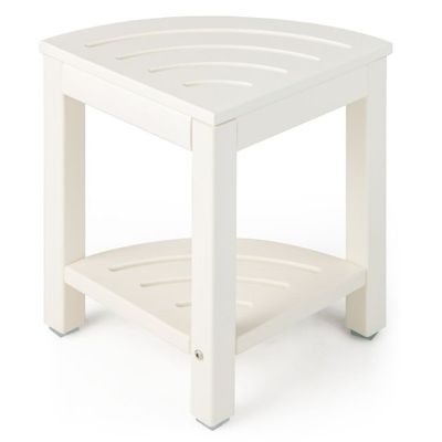 Duschbank mit Ablage Sitzbank Eck-Duschhocker 32,5 x 32,5 x 43,5 cm Weiss