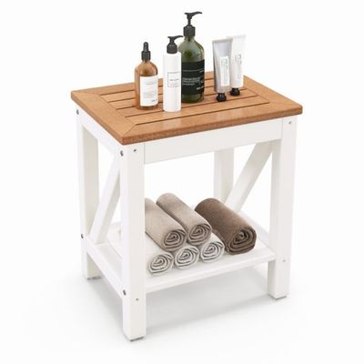 Duschbank Bad Sitzbank mit Ablage bis 150 kg Belastbar Wasserdichte Badezimmerbank 43 x 32 x 47 cm
