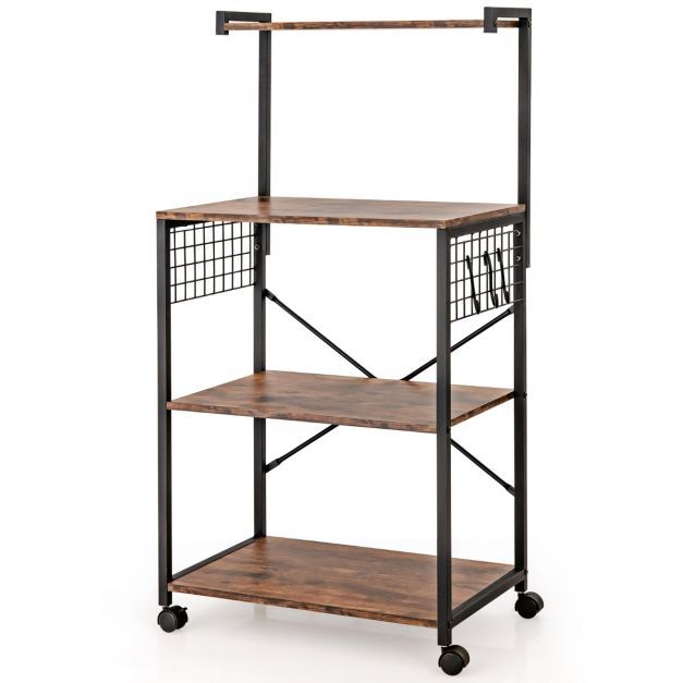 Industrielles Küchenregal 4-Stufiges Lagerregal 60 x 42 x 122 cm Braun