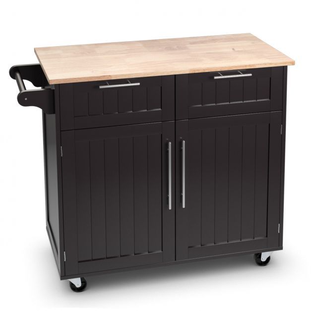 Küchenwagen Rollender Servierwagen mit Schubladen und Schränken 94 x 45,5 x 94,5 cm Kaffee
