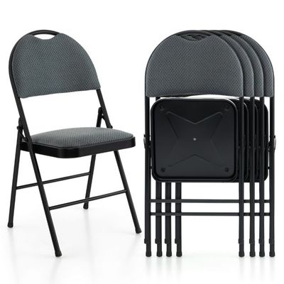 4 Klappstühle tragbare Metallstühle mit gepolstertem Sitz gepolsterte Stühle für Zuhause Grau