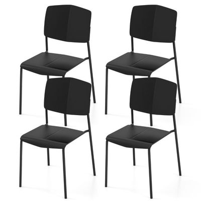 4er Set Stühle für Küche und Esszimmer mit Rückenlehne stapelbare schwarz