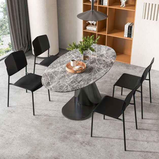 4er Set Stühle für Küche und Esszimmer mit Rückenlehne stapelbare schwarz