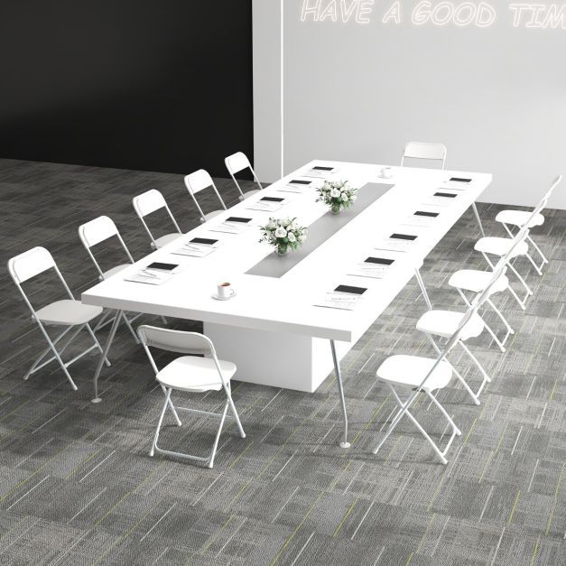 4er Set Metall Klappstühle mit Kunststoffsitz &amp; Rückenlehne Tragbare Terrassenstühle Weiss
