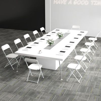 4er Set Metall Klappstühle mit Kunststoffsitz &amp; Rückenlehne Tragbare Terrassenstühle Weiss